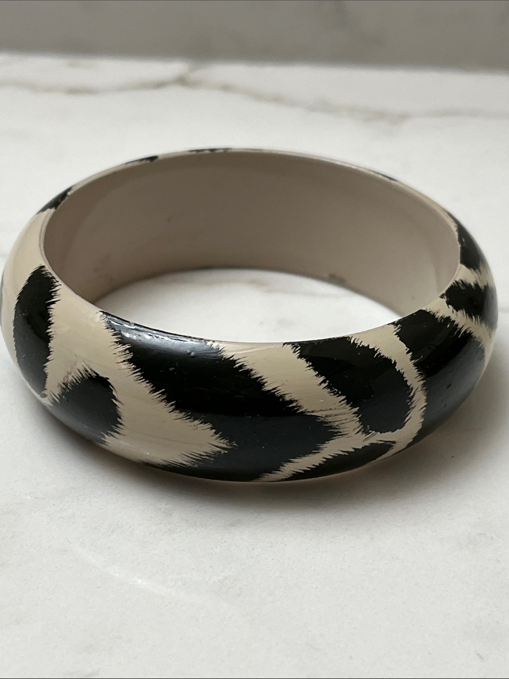 Black and Cream Animal Print Bangle Bracelet